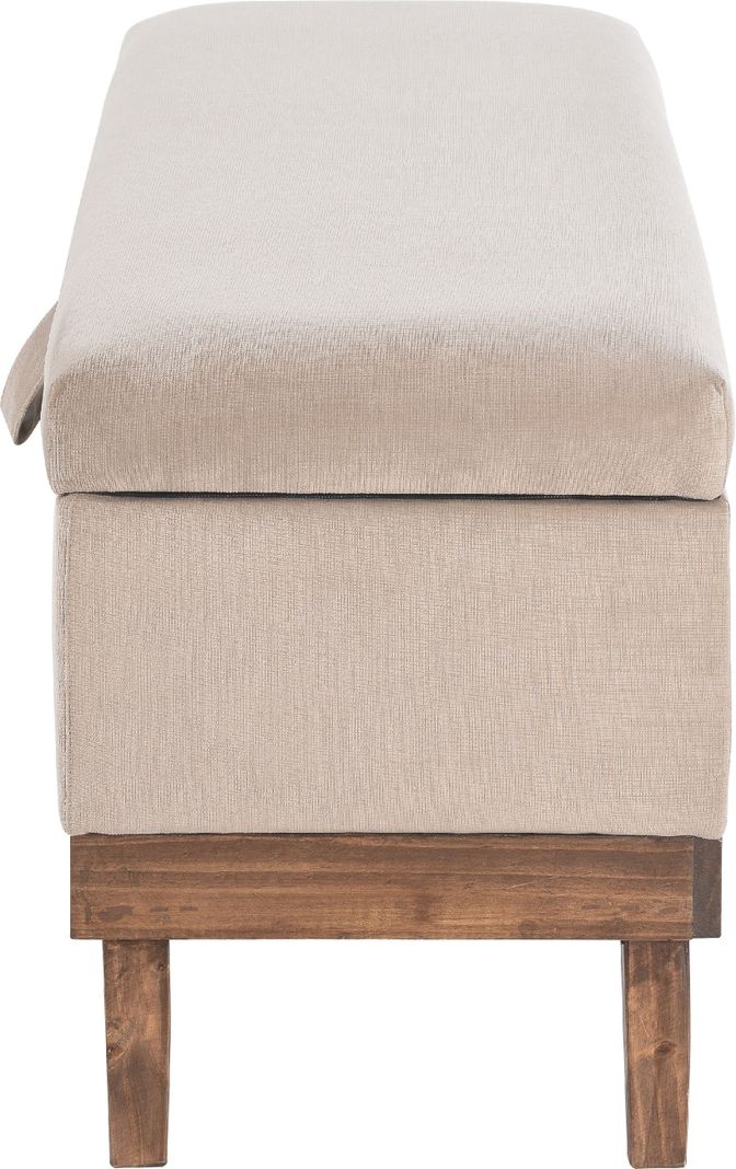 Banqueta con Baúl Incy Felpa Beige 120x50x40 cm Máxima Design-4