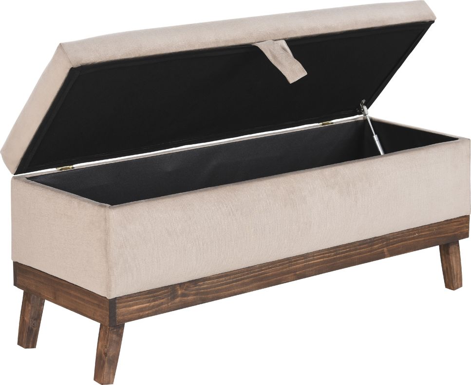 Banqueta con Baúl Incy Felpa Beige 120x50x40 cm Máxima Design-2