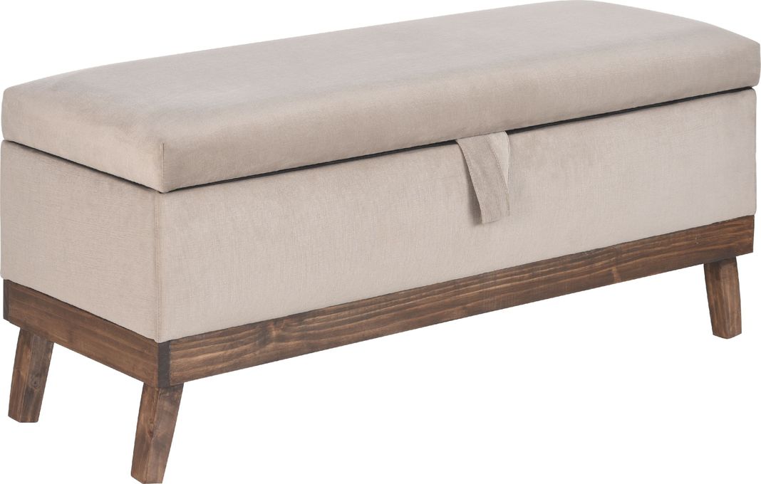 Banqueta con Baúl Incy Felpa Beige 120x50x40 cm Máxima Design-1