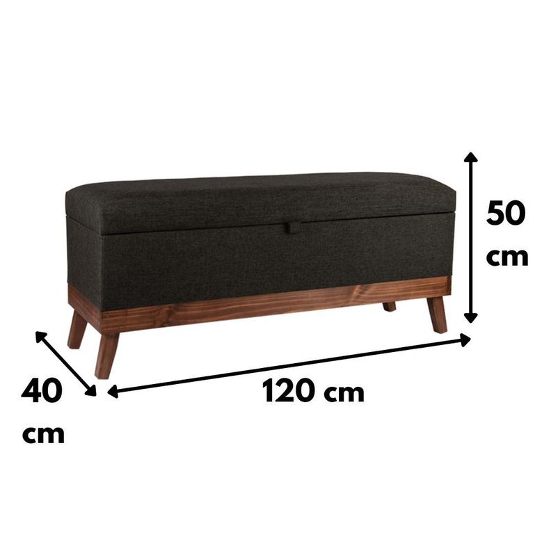 Banqueta con Baúl Incy Grafito Delta120x40x50 cm Máxima Design-3