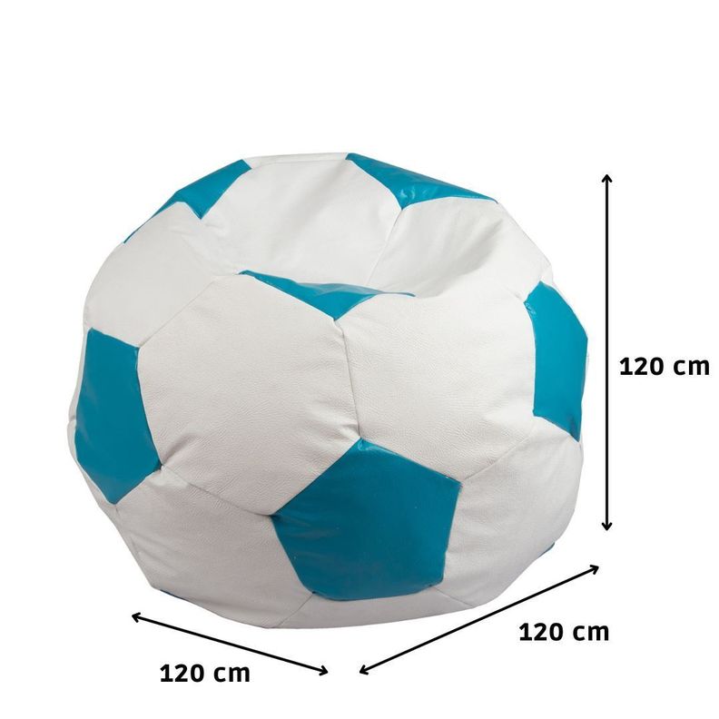 Pouf Pera Futbol Blanco Celeste Eco Cuero 120x120x120 cm Máxima Design-1