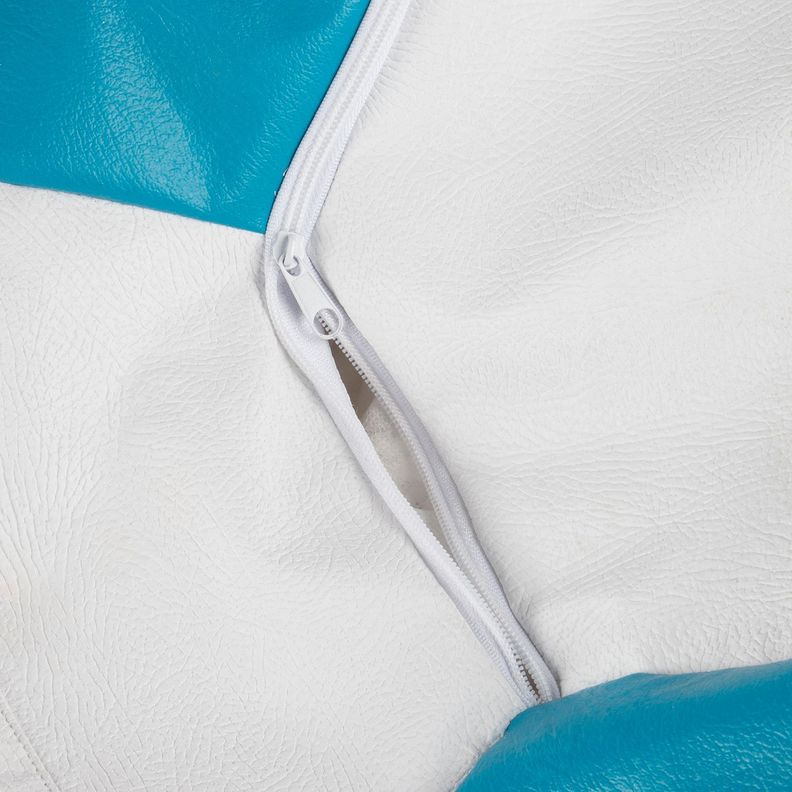 Pouf Pera Futbol Blanco Celeste Eco Cuero 120x120x120 cm Máxima Design-2