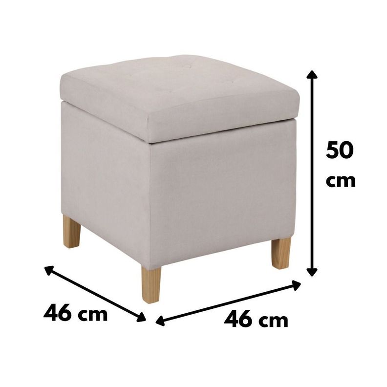 Pouf Baúl Rucato Blanco Felpa 46x46x50 cm Máxima Design-3