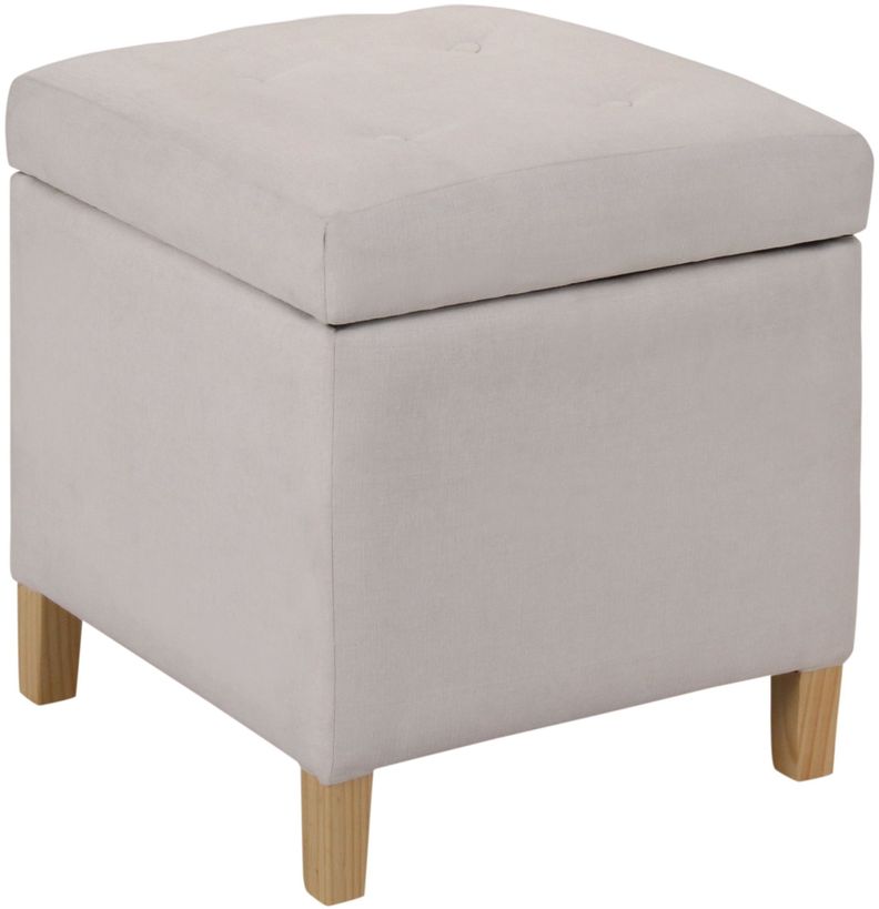 Pouf Baúl Rucato Blanco Felpa 46x46x50 cm Máxima Design-1