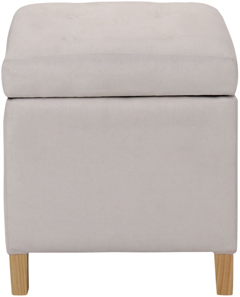 Pouf Baúl Rucato Blanco Felpa 46x46x50 cm Máxima Design-0
