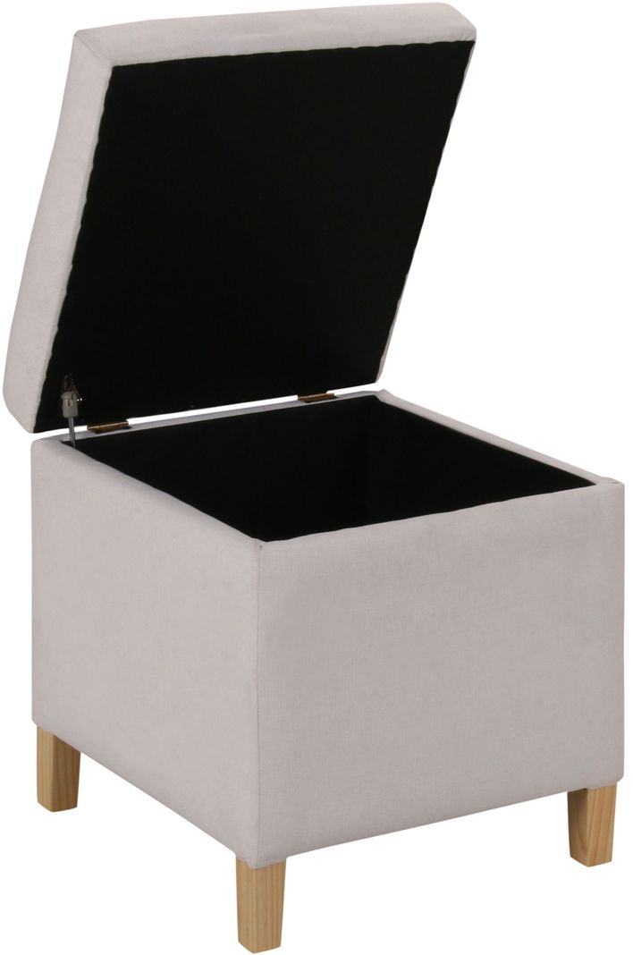 Pouf Baúl Rucato Blanco Felpa 46x46x50 cm Máxima Design-2