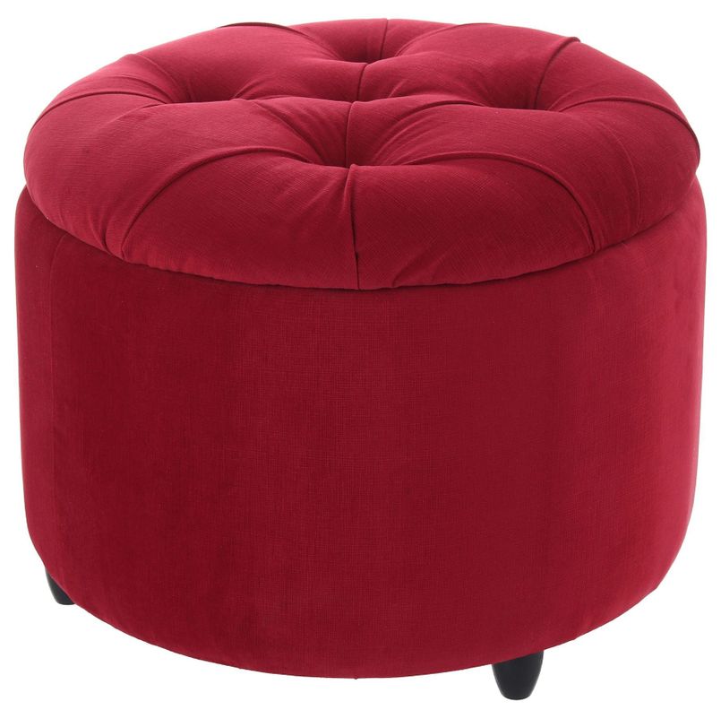 Pouf Zoe con Baúl Rojo Felpa 60x60x50 cm de Máxima Design -2