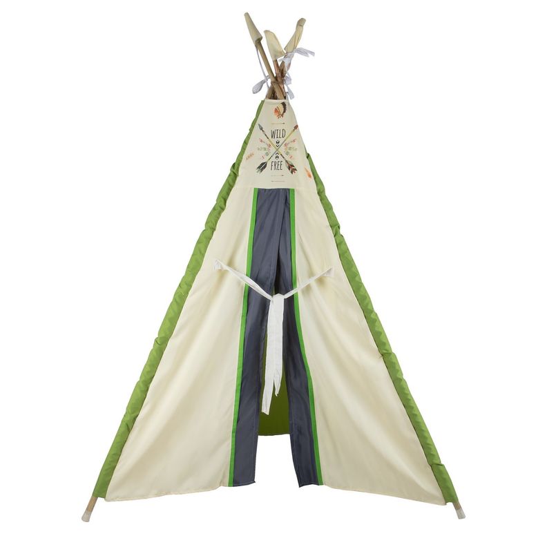 Carpa Tipi Indio Blanca-Verde Textil 120x170x180 cm Máxima Design-3