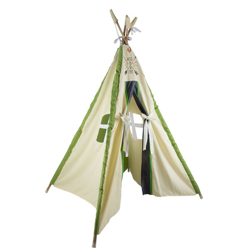 Carpa Tipi Indio Blanca-Verde Textil 120x170x180 cm Máxima Design-0