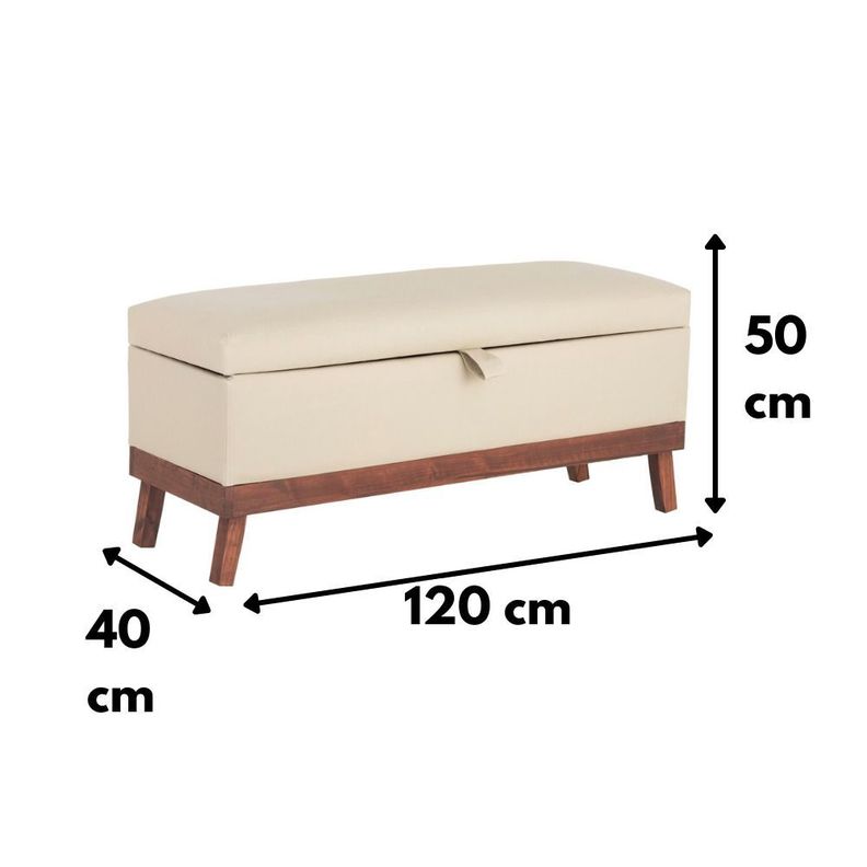 Banqueta con Baúl Incy Creams Eco Cuero 120x40x50 cm Máxima Design-5
