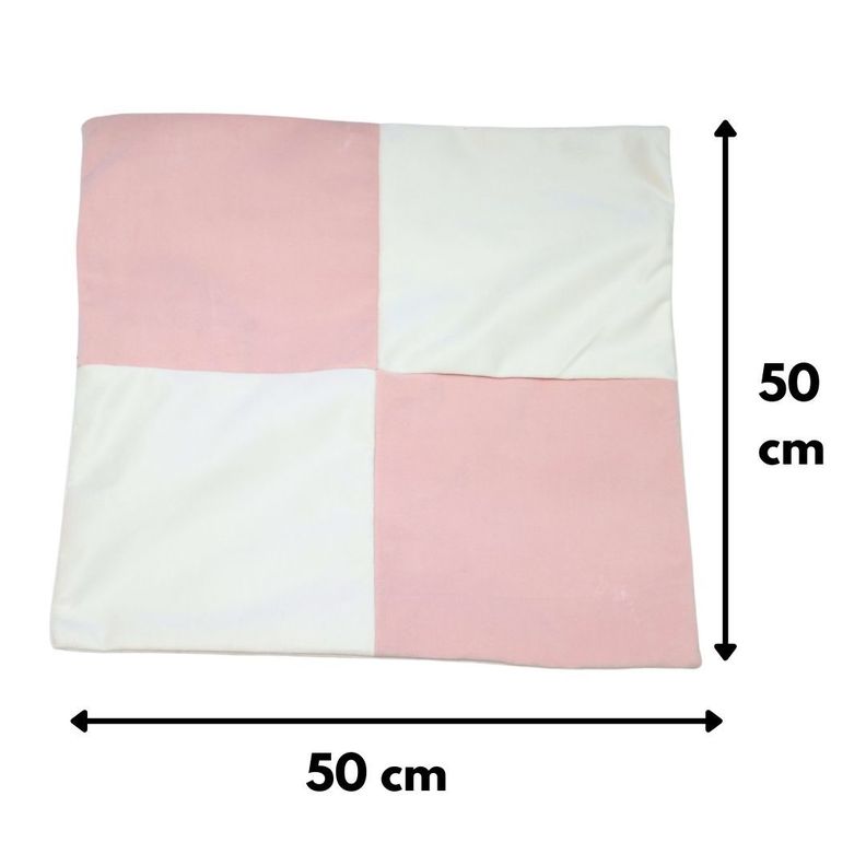 Funda Cojín Gabriela Rosado Blanco Felpa 50x50 cm-1
