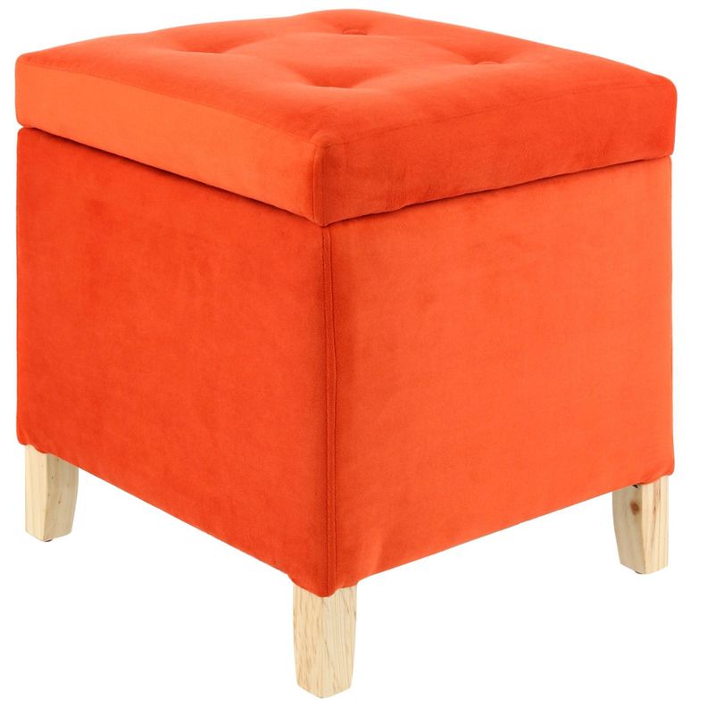 Pouf Baúl Rucato Naranjo Felpa 46x46x50 cm Máxima Design-0