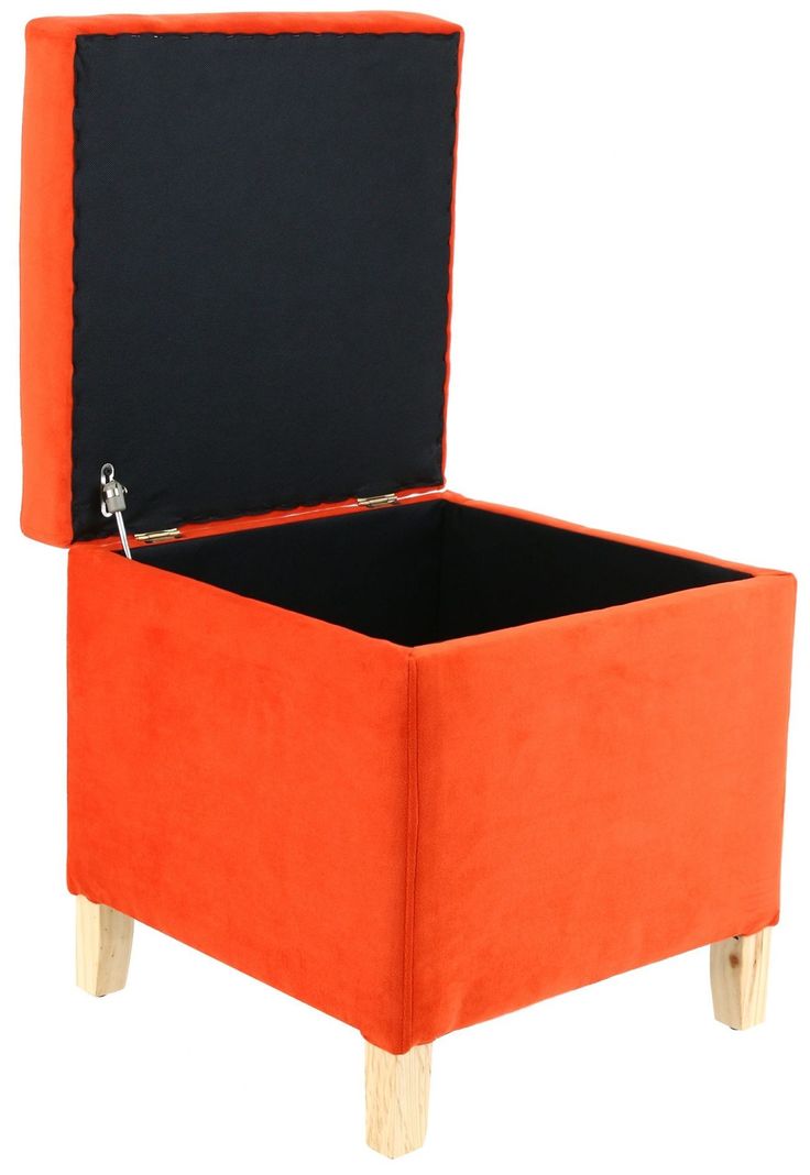 Pouf Baúl Rucato Naranjo Felpa 46x46x50 cm Máxima Design-2