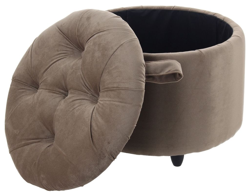 Pouf Baúl Zoe Café Felpa 60x60x50 Cm Máxima Design-1