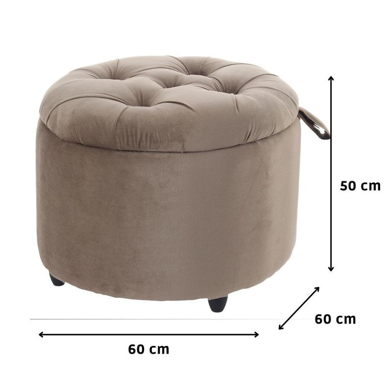 Pouf Baúl Zoe Café Felpa 60x60x50 Cm Máxima Design-4