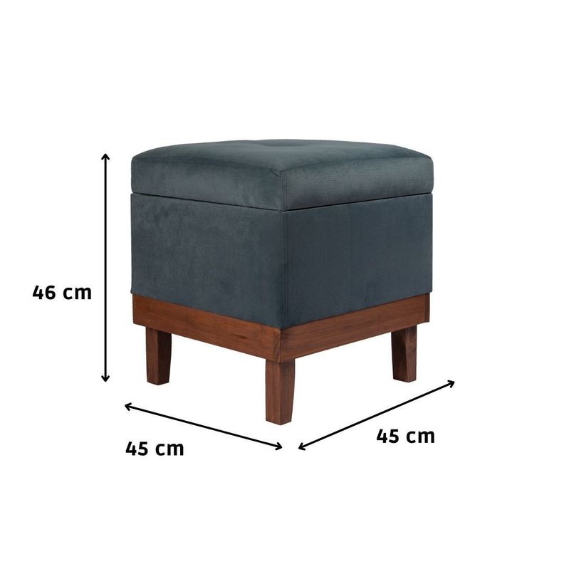 Pouf Emilia con Baúl Azul Petróleo 45x45x46 cm Máxima Design-3