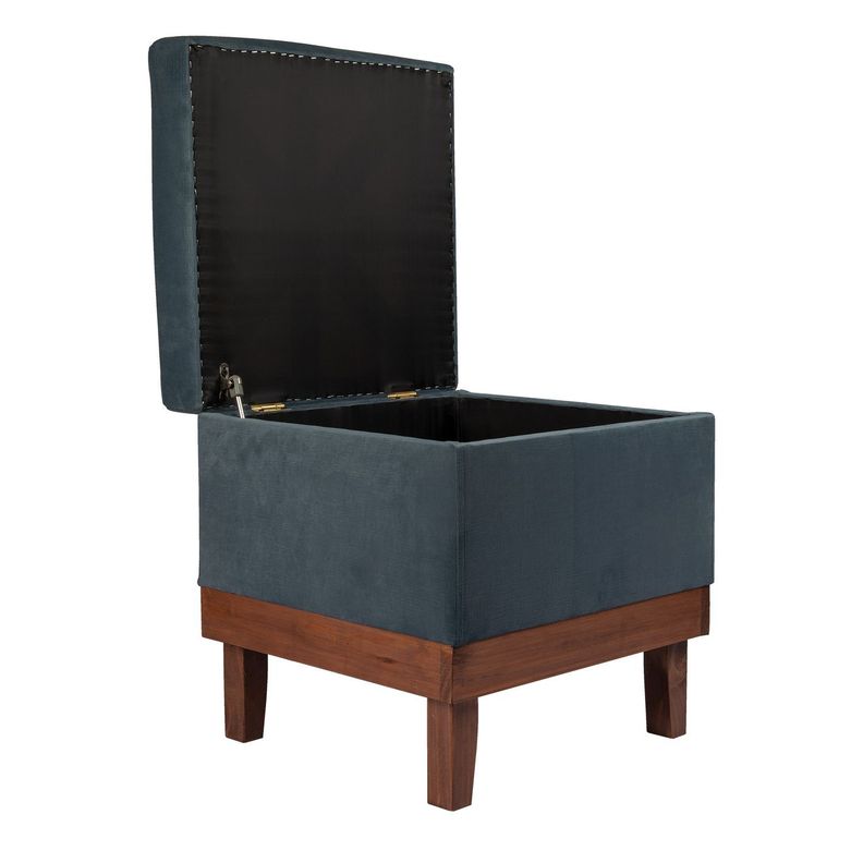 Pouf Emilia con Baúl Azul Petróleo 45x45x46 cm Máxima Design-2