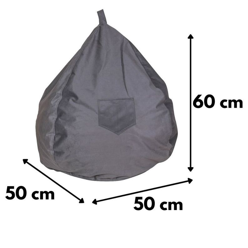 Pouf Pera Infantil Felpa Gris 60x50x50 Cm Máxima Design-3