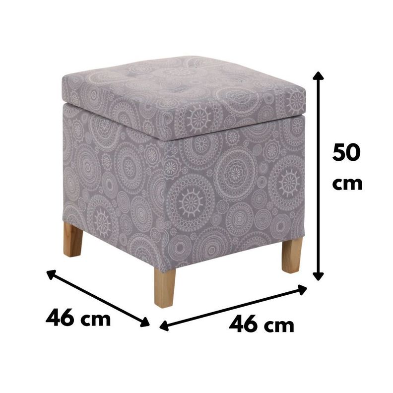 Pouf Baúl Rucato Mándala Estampado 46x46x50 cm Máxima Design-3