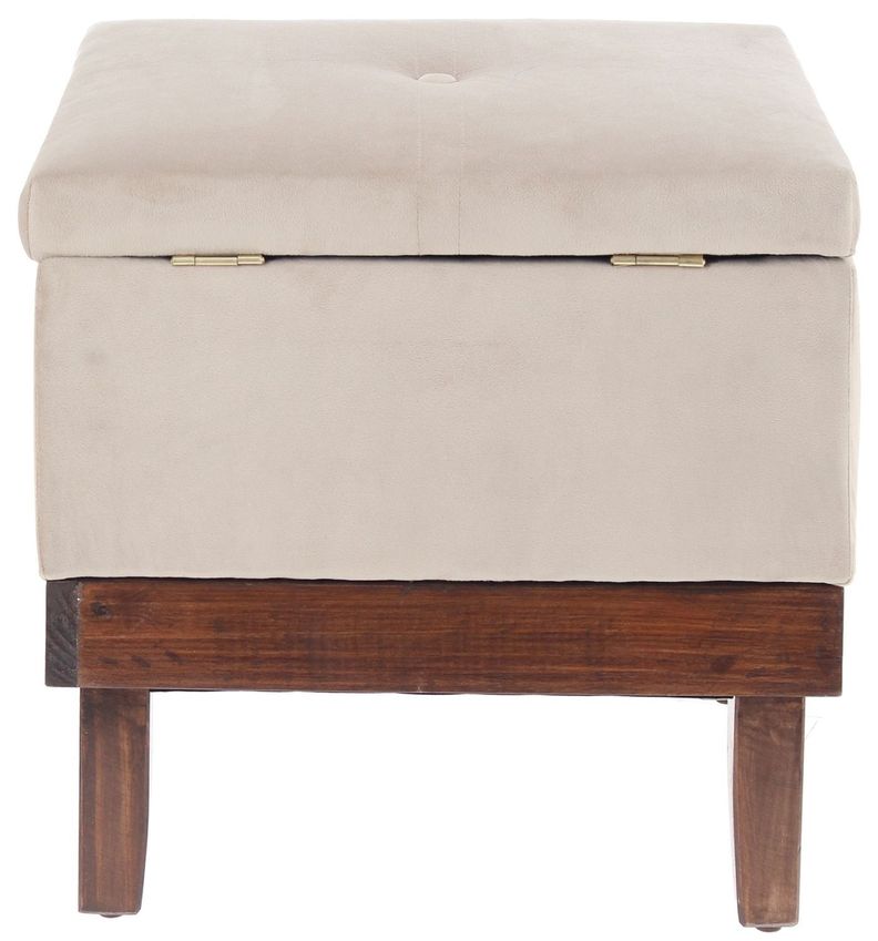 Pouf Emilia con Baúl Beige Felpa 45x45x46 Cm Máxima Design-2