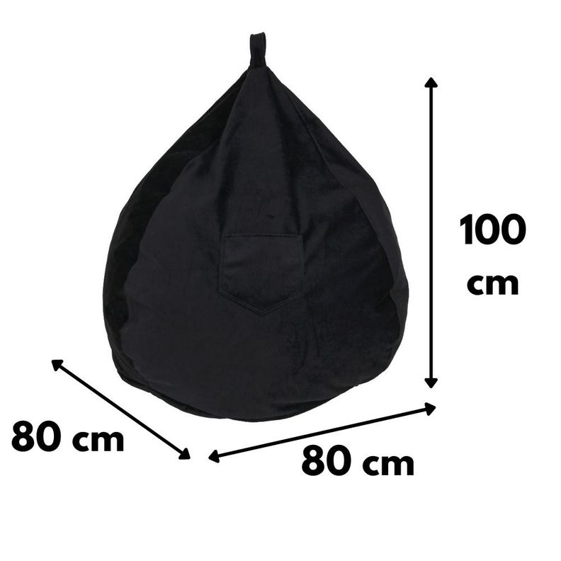 Pouf Pera Negro Felpa 100x80x80 cm Máxima Design-2