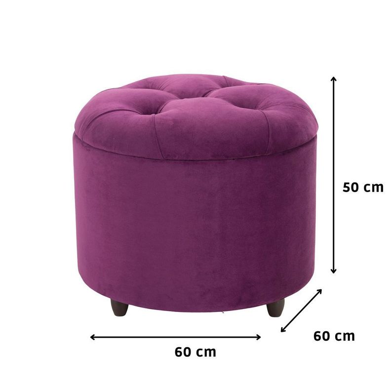 Pouf Baúl Zoe Morado Felpa 60x60x50 Cm Máxima Design-5