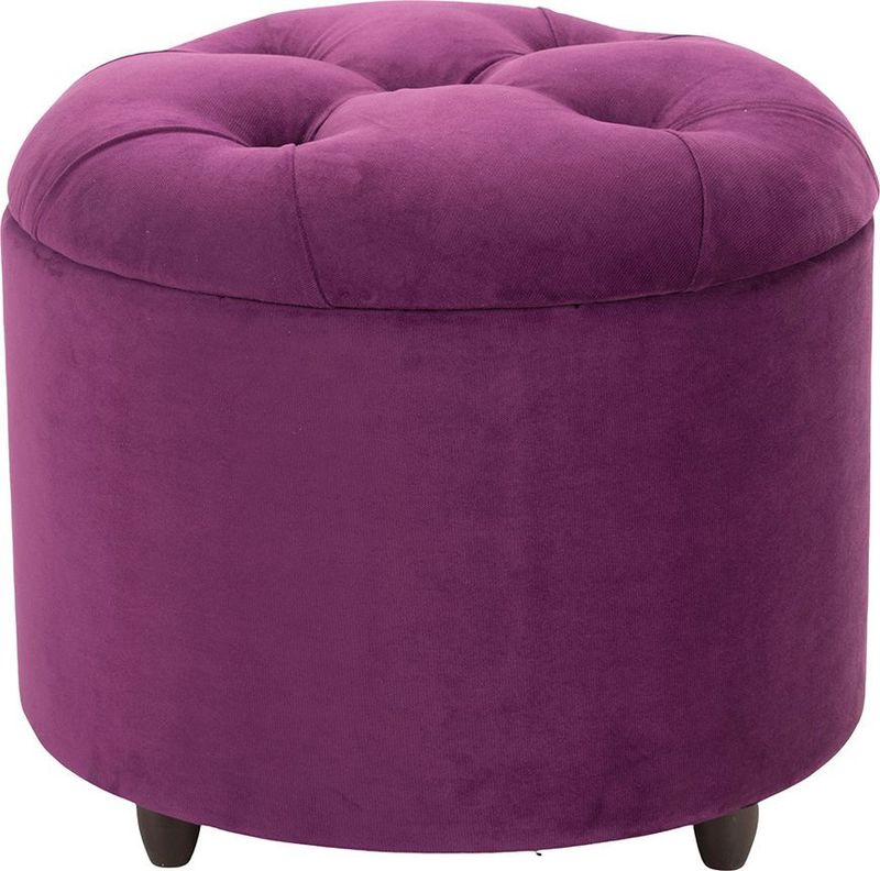 Pouf Baúl Zoe Morado Felpa 60x60x50 Cm Máxima Design-0