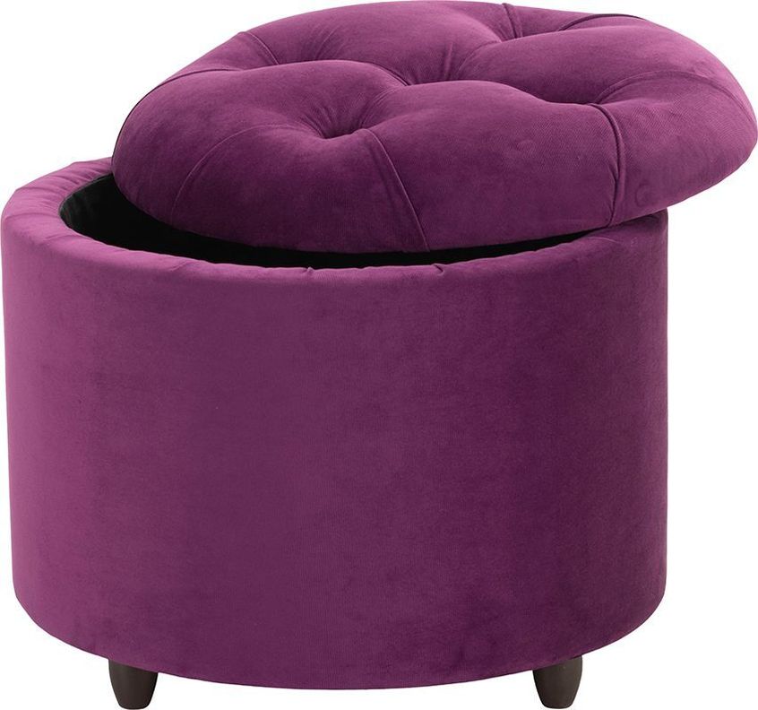 Pouf Baúl Zoe Morado Felpa 60x60x50 Cm Máxima Design-1