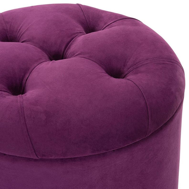 Pouf Baúl Zoe Morado Felpa 60x60x50 Cm Máxima Design-2