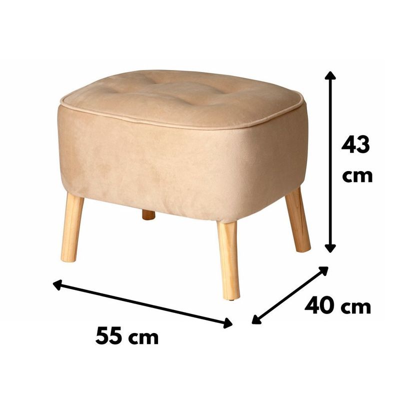 Pouf Máxima Beige Felpa 55x45x45 cm Máxima Design-3