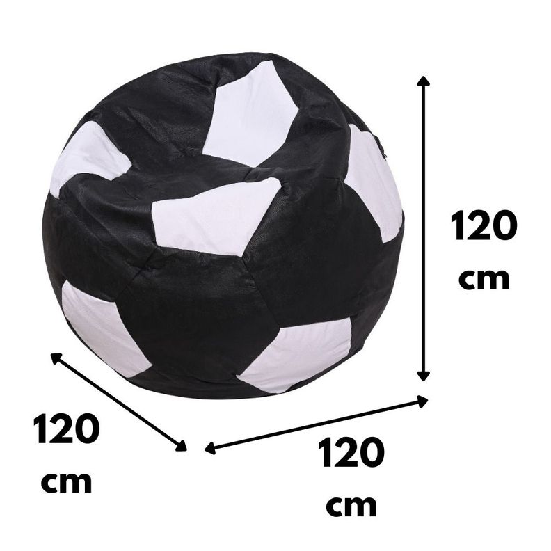Pouf Pera Futbol Negro Blanco Eco Cuero 120x120x120 cm Máxima Design-2