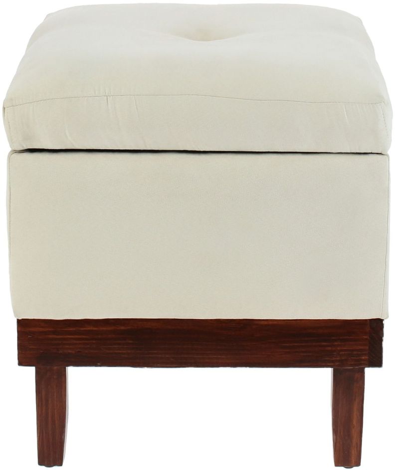 Pouf Emilia con Baúl Blanco Felpa 45x45x46 Cm Máxima Design-1