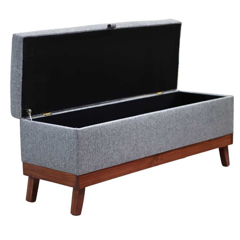 Banqueta con Baúl Incy Gris Omega 120x40x50 cm Máxima Design-2