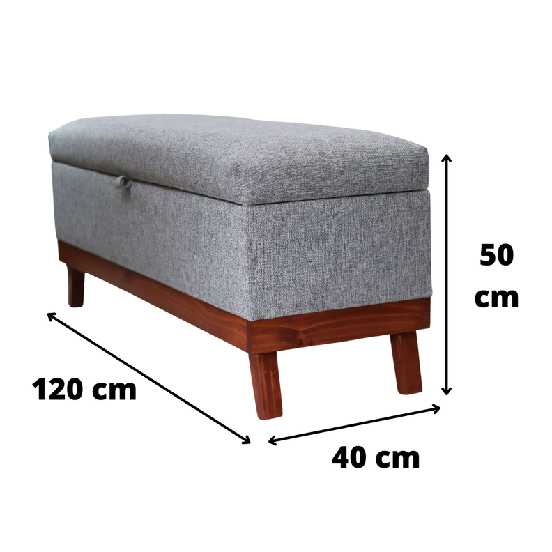 Banqueta con Baúl Incy Gris Omega 120x40x50 cm Máxima Design-6