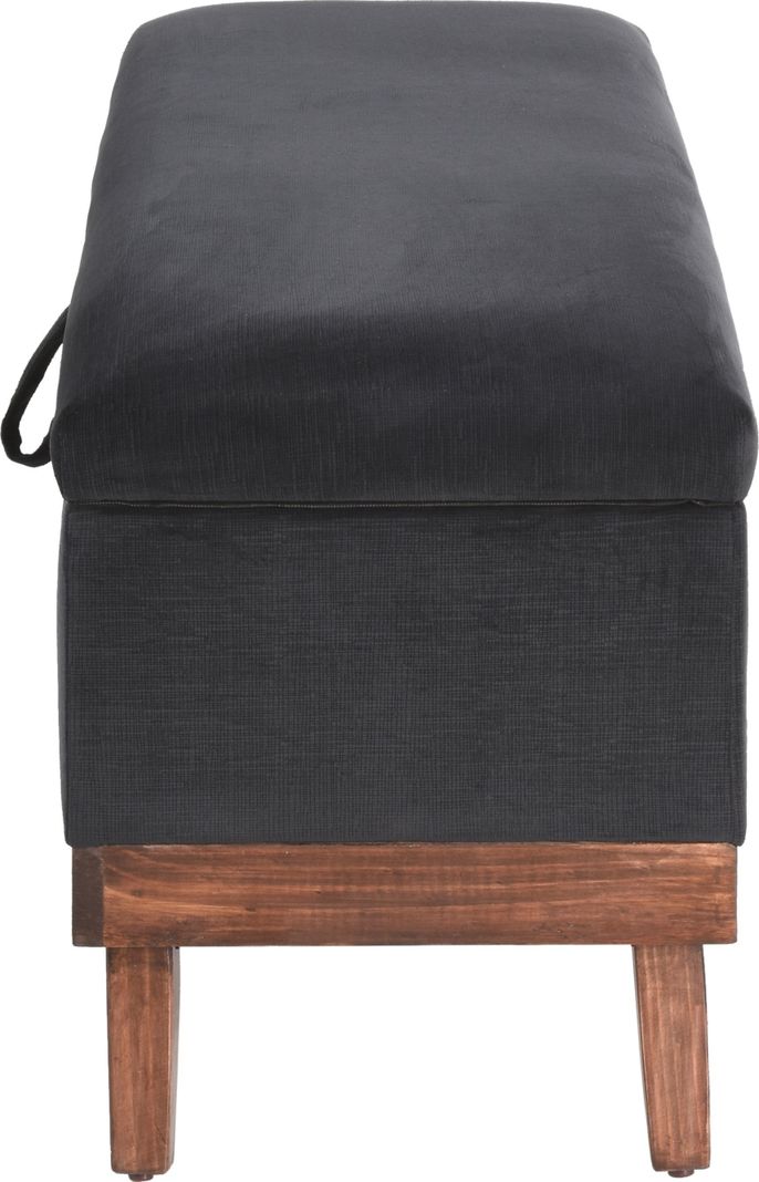 Banqueta con Baúl Incy Negro Felpa 120x40x50 cm Máxima Design-6