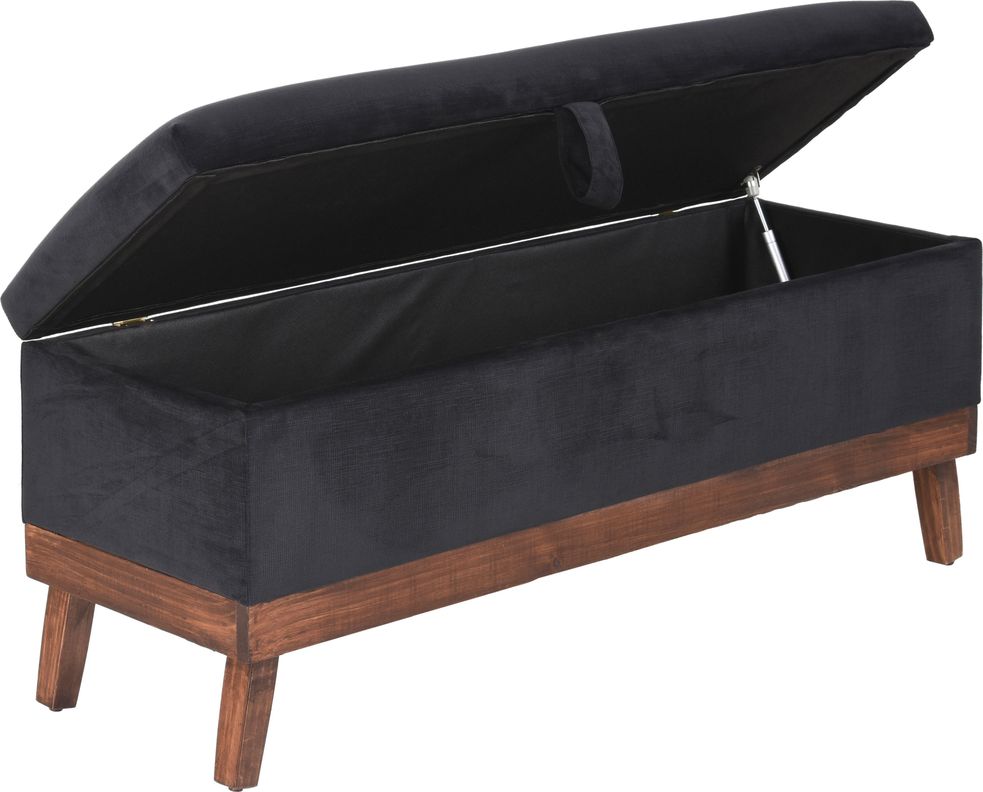 Banqueta con Baúl Incy Negro Felpa 120x40x50 cm Máxima Design-2