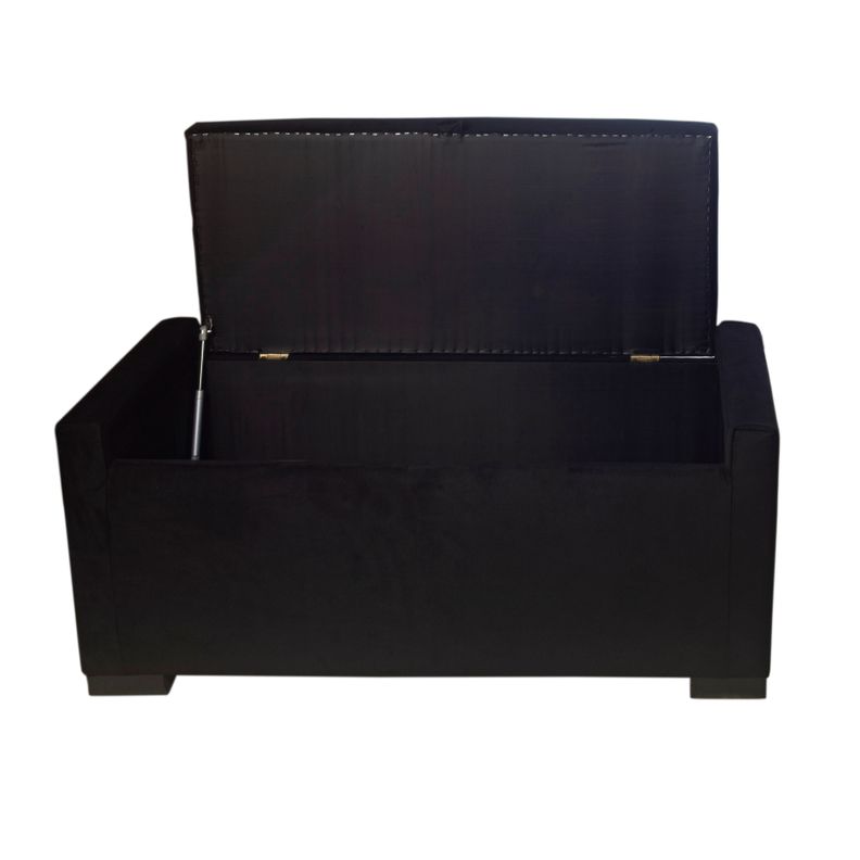 Banqueta con Baúl Leyzy Negro Felpa con Baúl 40X55X105 Cm-2