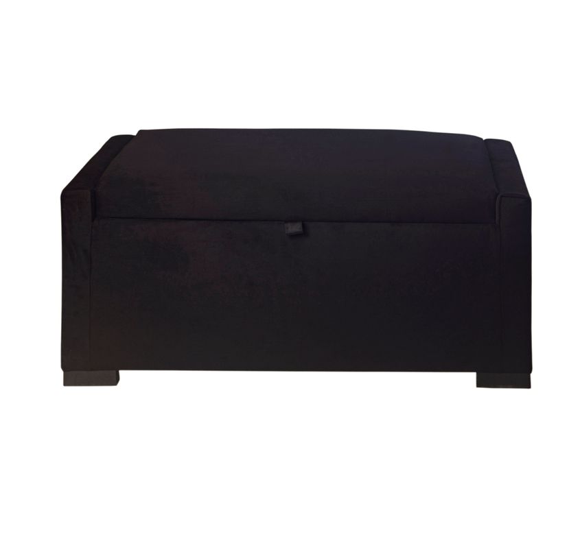 Banqueta con Baúl Leyzy Negro Felpa con Baúl 40X55X105 Cm-0