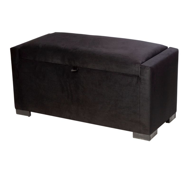 Banqueta con Baúl Leyzy Negro Felpa con Baúl 40X55X105 Cm-1