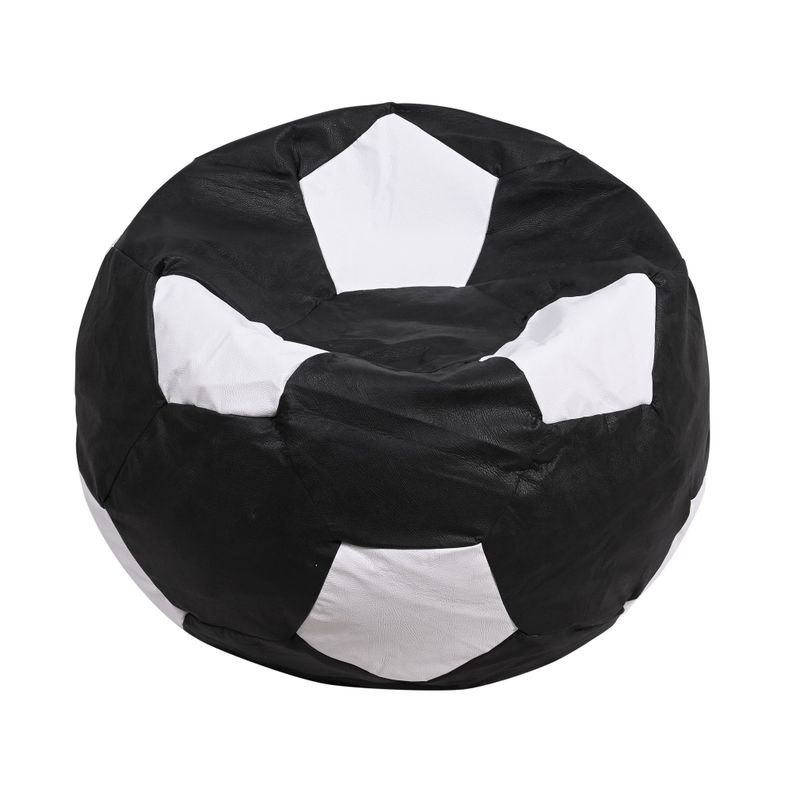 Pouf Pera Futbol Negro Blanco Eco Cuero 80x80x80 cm Máxima Design-1