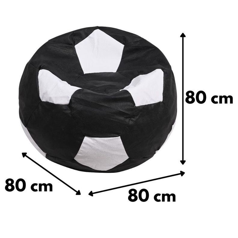 Pouf Pera Futbol Negro Blanco Eco Cuero 80x80x80 cm Máxima Design-2