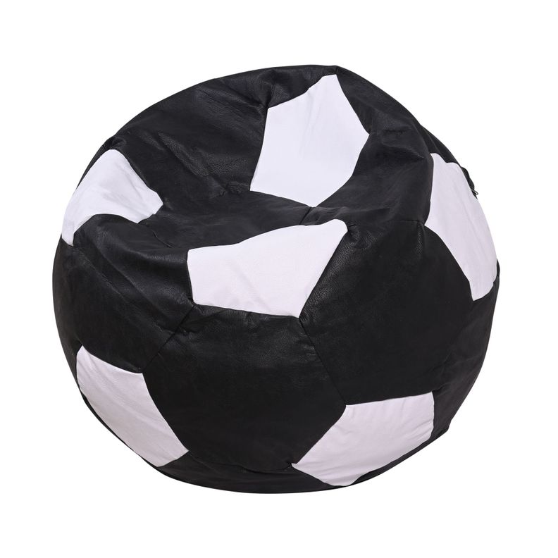 Pouf Pera Futbol Negro Blanco Eco Cuero 80x80x80 cm Máxima Design-0