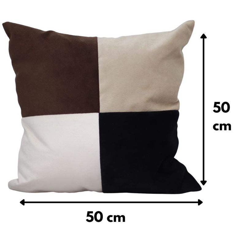 Cojín Amapola Beige Blanco Café Negro Felpa 50x50 cm-3