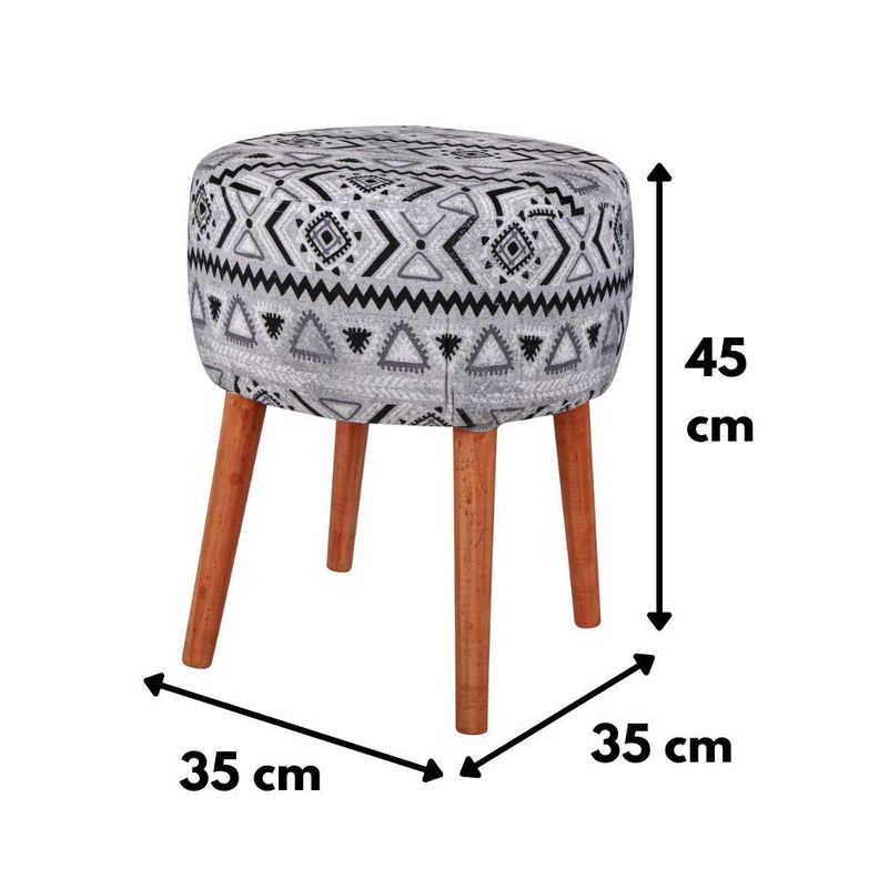 Pouf Bird Cayec Blanco-Negro Estampado 35x35x45 cm Máxima Design-2