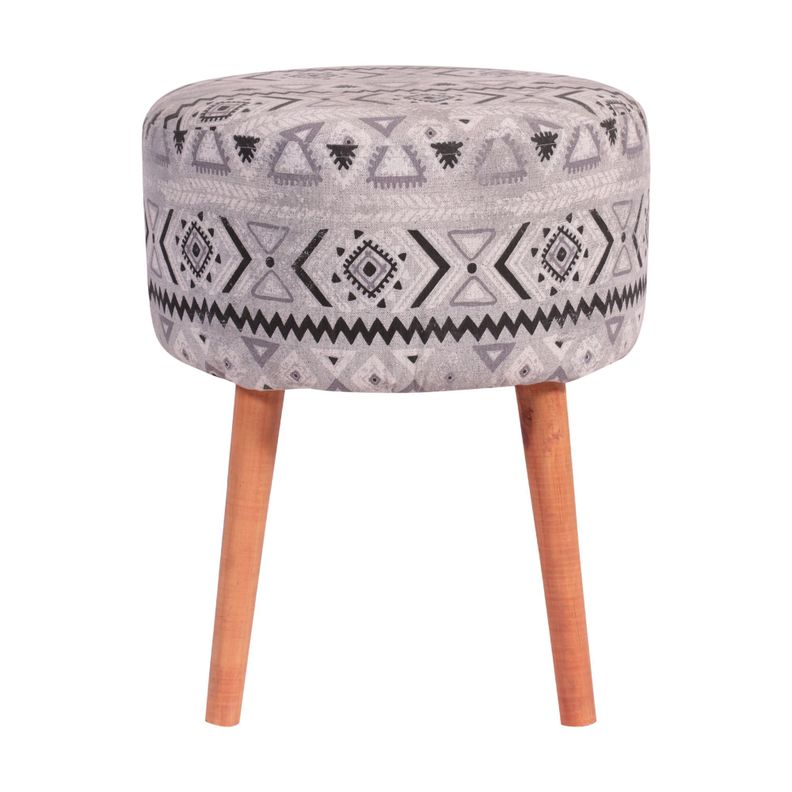 Pouf Bird Cayec Blanco-Negro Estampado 35x35x45 cm Máxima Design-0