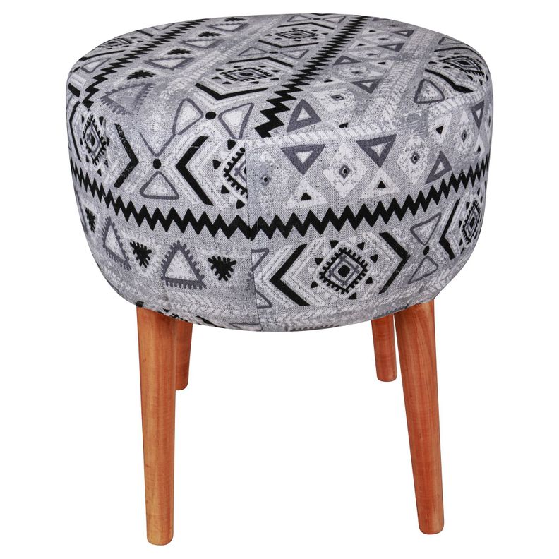 Pouf Bird Cayec Blanco-Negro Estampado 35x35x45 cm Máxima Design-4
