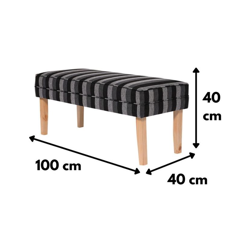 Banqueta Style Rayas Gris Negro 100x40x40 Cm-2