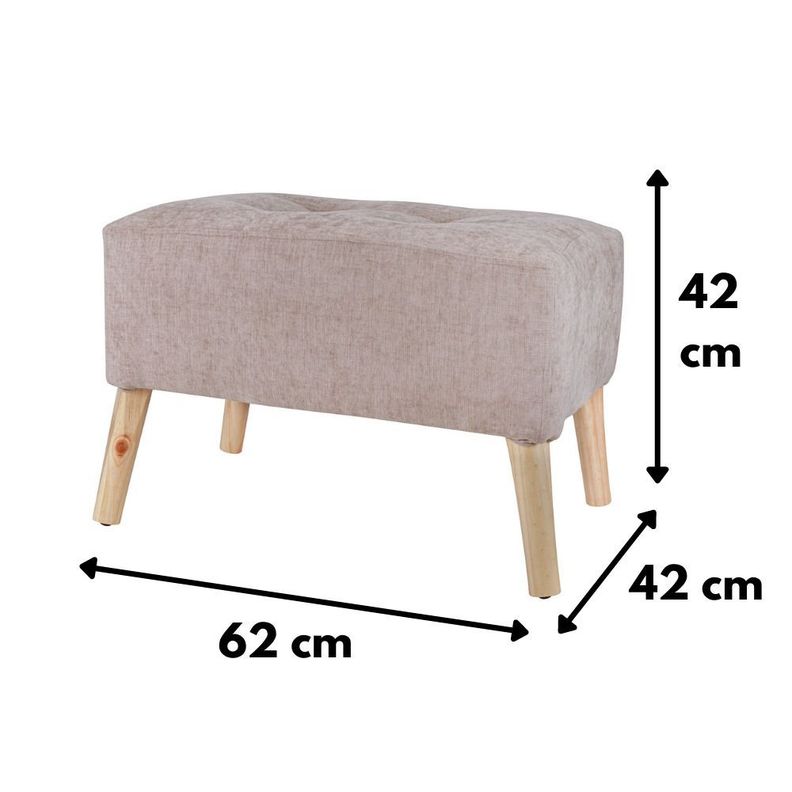 Pouf Petrum Beige Altea 62x42x42 cm Máxima Design-5