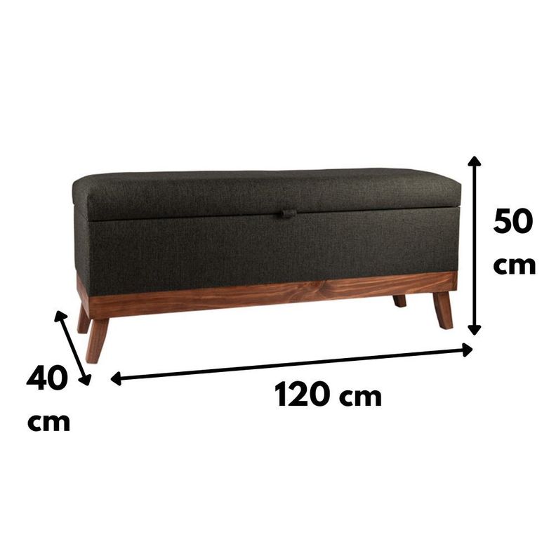 Banqueta con Baúl Incy Grafito Omega 120x40x50 cm Máxima Design-3