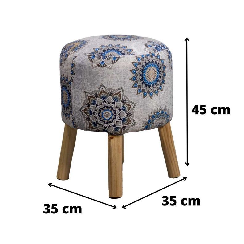 Pouf Bird Mandala Azul 35x35x45 cm Máxima Design-2